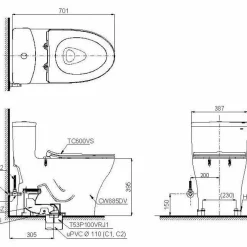 Bản Vẽ 2D Bàn Cầu 1 Khối MS885DT8