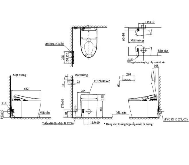 Bản Vẽ 2D Bàn Cầu Thông Minh NEOREST AH