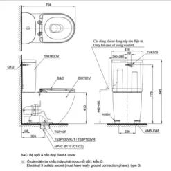 Bản vẽ bàn cầu hai khối CS761DT5