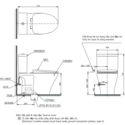 Bản vẽ kỹ thuật bàn cầu hai khối CS326DT10