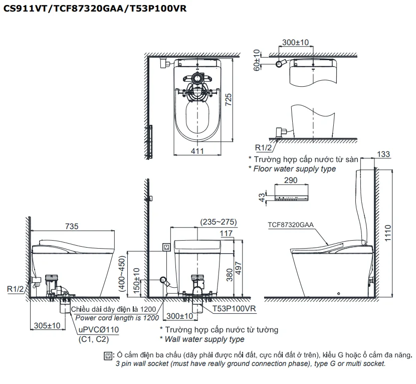 Bản Vẽ 2D Bàn Cầu Thông Minh NEOREST LS