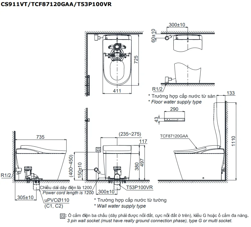 Bản Vẽ 2D Bàn Cầu Thông Minh NEOREST LS