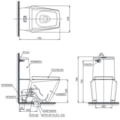 Bãn vẽ bàn cầu hai khối CS680DT4