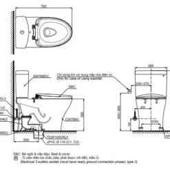 Bản vẽ 2d bàn cầu hai khối CS735DT10