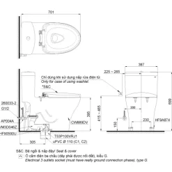 Bản Vẽ 2D Bồn Cầu Nắp Rửa Cơ MS889DRE2