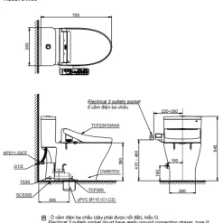 Bản Vẽ 2D Bồn Cầu Nắp Rửa Điện Tử MS857DW16