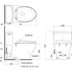Bàn cầu một khối khối MS887RT2 nắp đóng êm TC393VS
