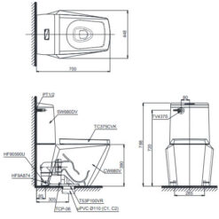 Bản Vẽ 2D Bàn Cầu Hai Khối CS680DT4