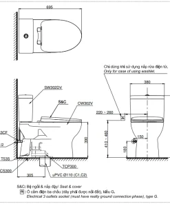 Bản vẽ bồn cầu TOTO CS302DT10