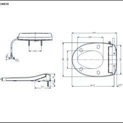Bản vẽ kỹ thuật của Nắp rửa cơ TOTO TCW07S