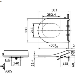 Bản vẽ kỹ thuật của Nắp rửa cơ TOTO TCW09SW