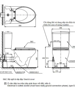 Bản Vẽ 2D Bàn Cầu Hai Khối