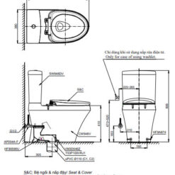 Bản vẽ kỹ thuật bàn cầu hai khối CS948DT8XW