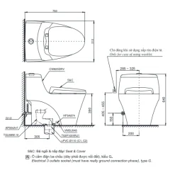 Bản Vẽ 2D Bồn Cầu 1 Khối Nắp Đóng Êm MS823DRT8
