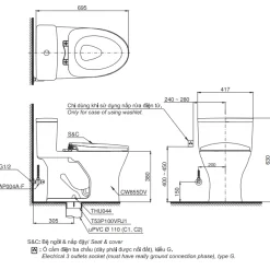 Bản Vẽ 2D Bàn Cầu 1 Khối MS855DE4