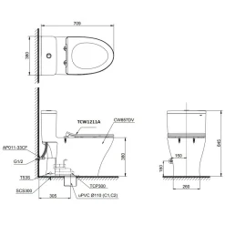Bản Vẽ 2D Bàn Cầu 1 Khối MS857DE4