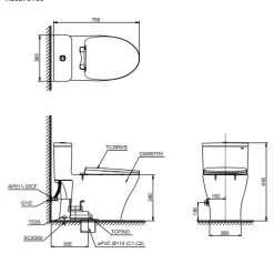 Bản Vẽ 2D Bàn Cầu 1 Khối MS857DT10