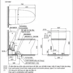 Bản vẽ 2D MS118VKT2 - Bàn cầu 1 khối nắp đóng êm TC393VS
