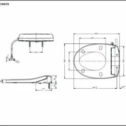 Bản vẽ kỹ thuật của Nắp rửa cơ TOTO TCW07S